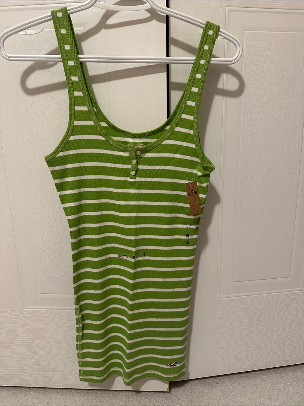 Hollister Lime Green & White Striped Tank